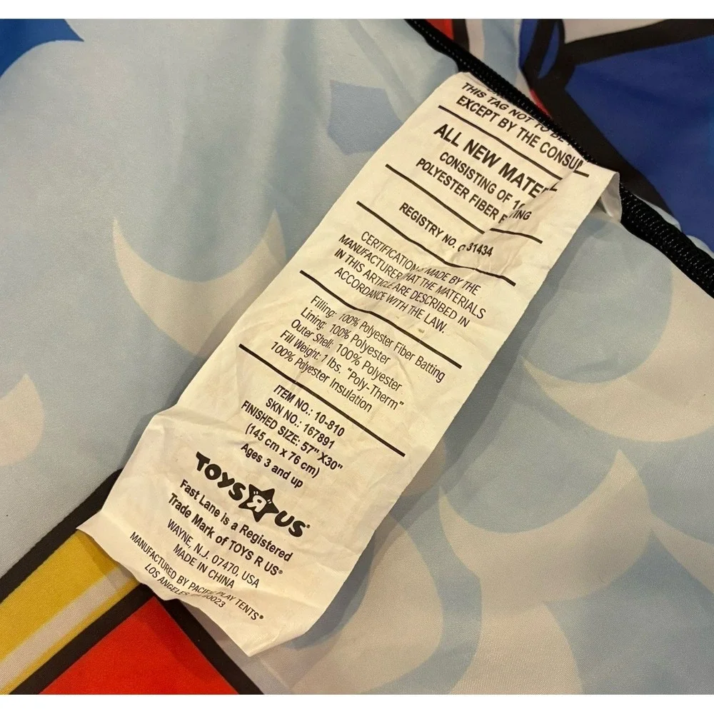 Toys R Us Race car Sleeping Bag 57X30 inches‎